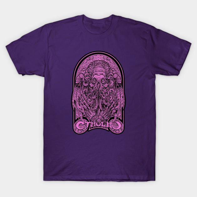 God Cthulhu Purple (Alt Print) T-Shirt by Miskatonic Designs